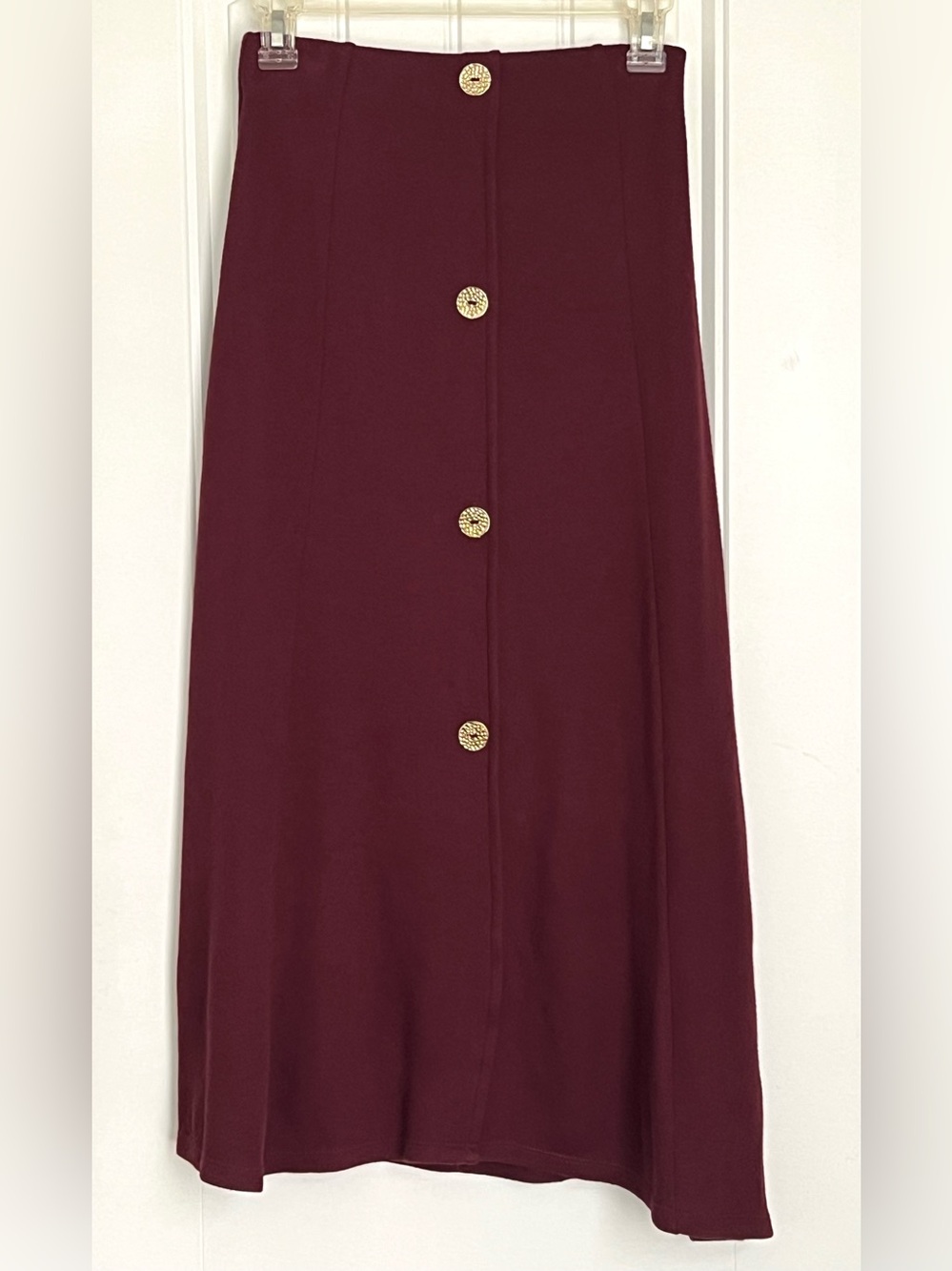 Zara NWT Burgundy Maroon Button Front A-Line Midi Skirt S